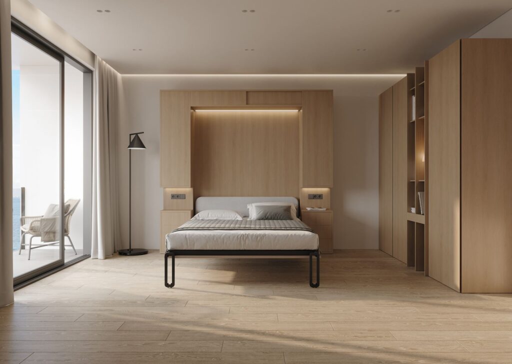 Opklapbed Boone Panorama met ledverlichting en extra kasten